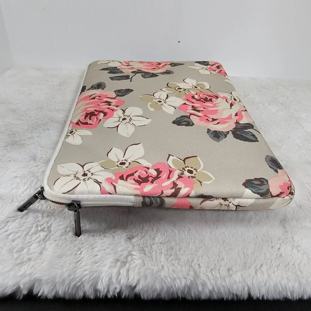 Canvaslife Green Pink Floral Canvas Padded Electronic Device Protector Case